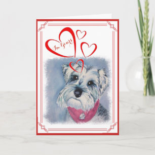 I'M YOURS VALENTINE SILVER SWEET SCHNAUZER HOLIDAY CARD