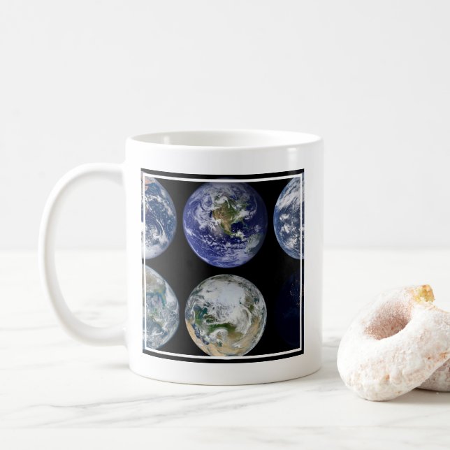 Image Comparison Of Iconic Views Of Planet Earth. Coffee Mug (With Donut)