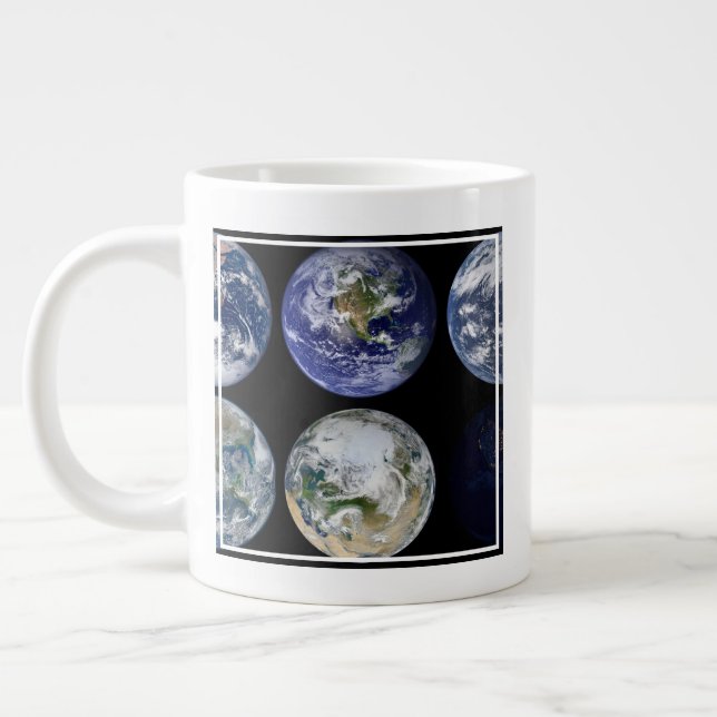 Image Comparison Of Iconic Views Of Planet Earth. Large Coffee Mug (Left)