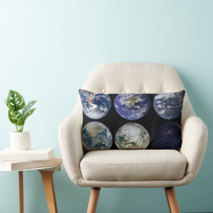 Image Comparison Of Iconic Views Of Planet Earth. Lumbar Cushion