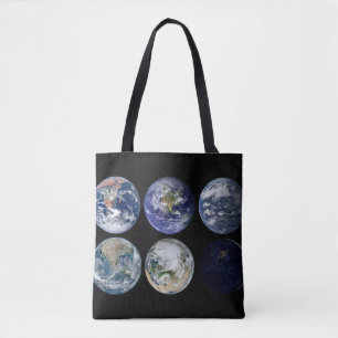 Image Comparison Of Iconic Views Of Planet Earth. Tote Bag
