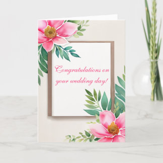 Image framed by watercolor flowers thank you card