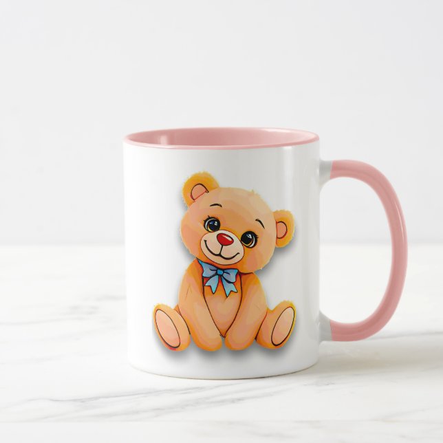 Image of a soft and smiling teddy bear. mug (Right)