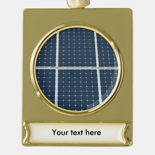 Image of a solar power panel funny gold plated banner ornament (Front)