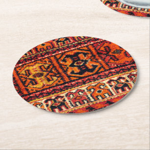 Image of a vintage carpet. Impressive texture Round Paper Coaster