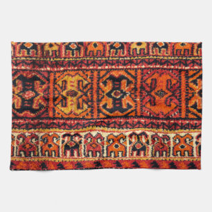 Image of a vintage carpet. Impressive texture Tea Towel
