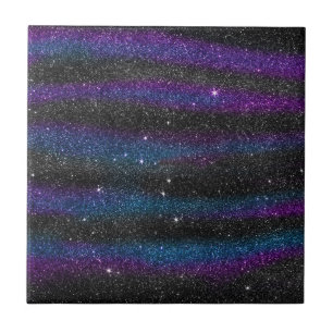 Image of Black Purple Blue Glitter Gradient Ceramic Tile