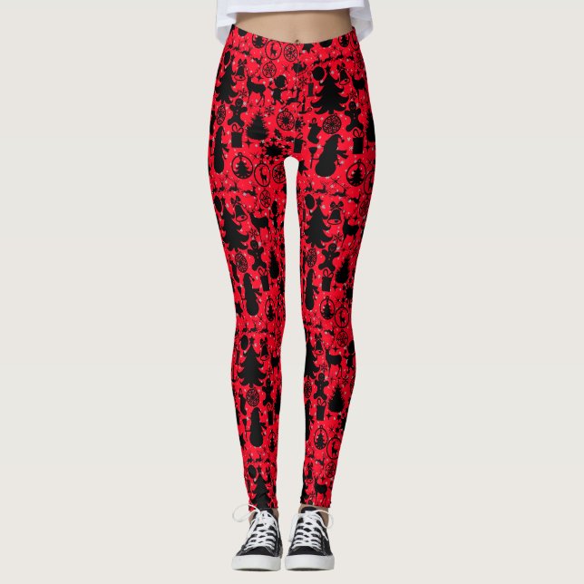 Image of Christmas Red BG Leggings (Front)