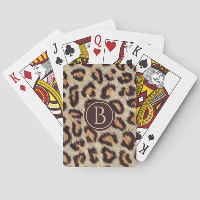 Image of fur leopard spots pattern playing cards (Back)