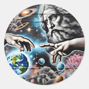 image of god creating the universe classic round sticker