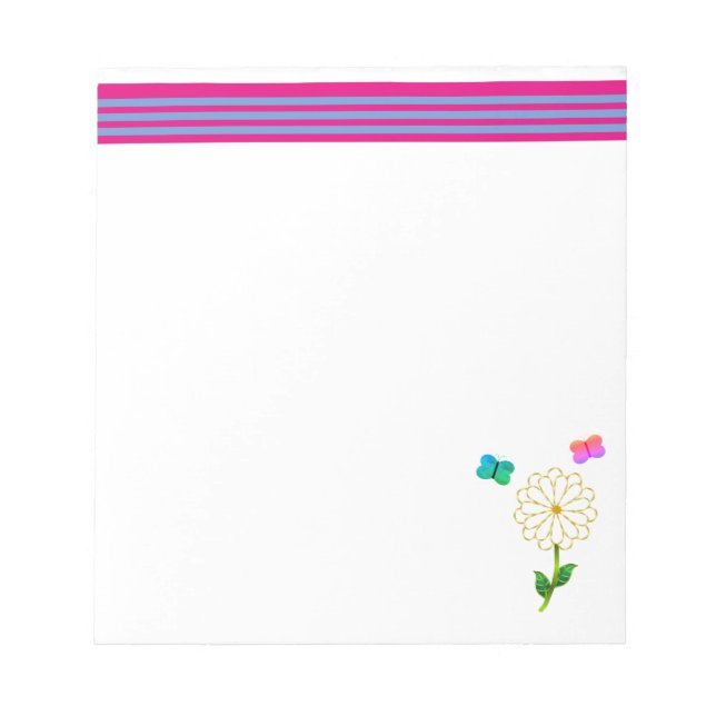 Image of Gold Flower with Butterflies Notepad (Front)
