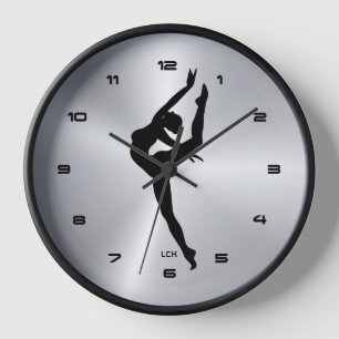 Image of metallic silver With Dancer Shilluette  Clock