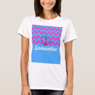 Image of Monogram on Glitter Anchor and ZigZag T-Shirt