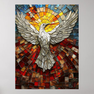 Image of Mosaic leadlight White Dove World Peace Poster