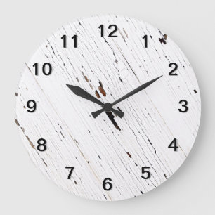 Image of Planks of Wood with Chipped Paint. Large Clock