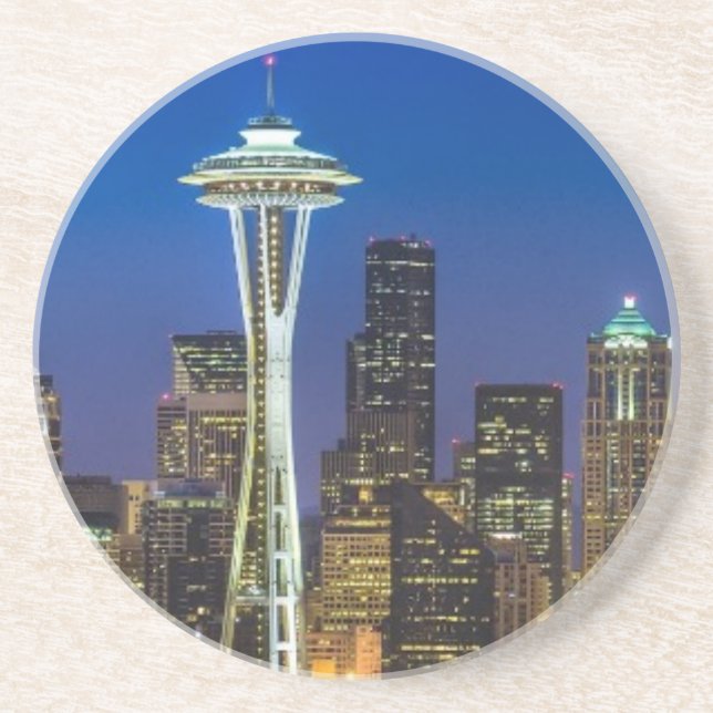 Image of Seattle Skyline in morning hours. Coaster (Front)
