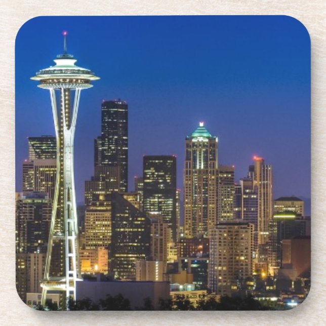 Image of Seattle Skyline in morning hours. Coaster (Front)