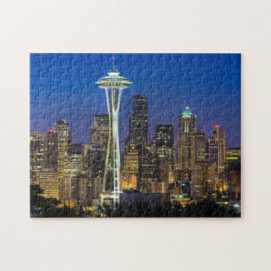 Image of Seattle Skyline in morning hours. Jigsaw Puzzle
