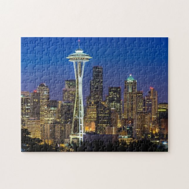 Image of Seattle Skyline in morning hours. Jigsaw Puzzle (Horizontal)
