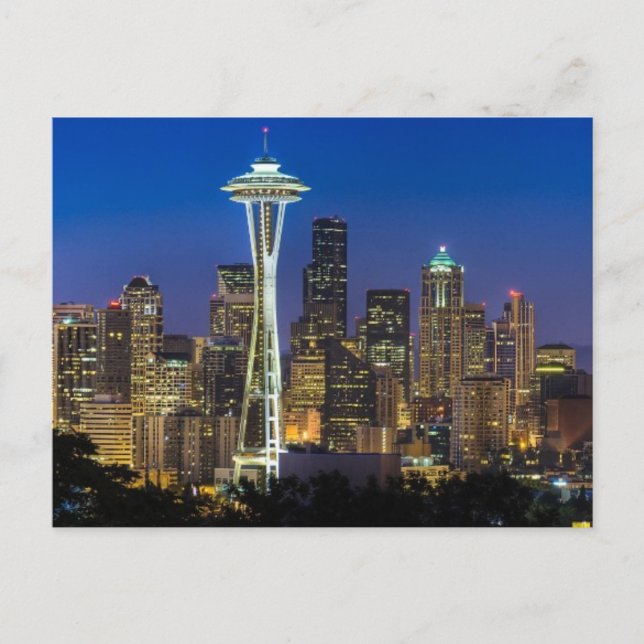 Image of Seattle Skyline in morning hours. Postcard (Front)