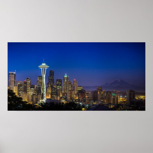 Image of Seattle Skyline in morning hours. Poster (Front)