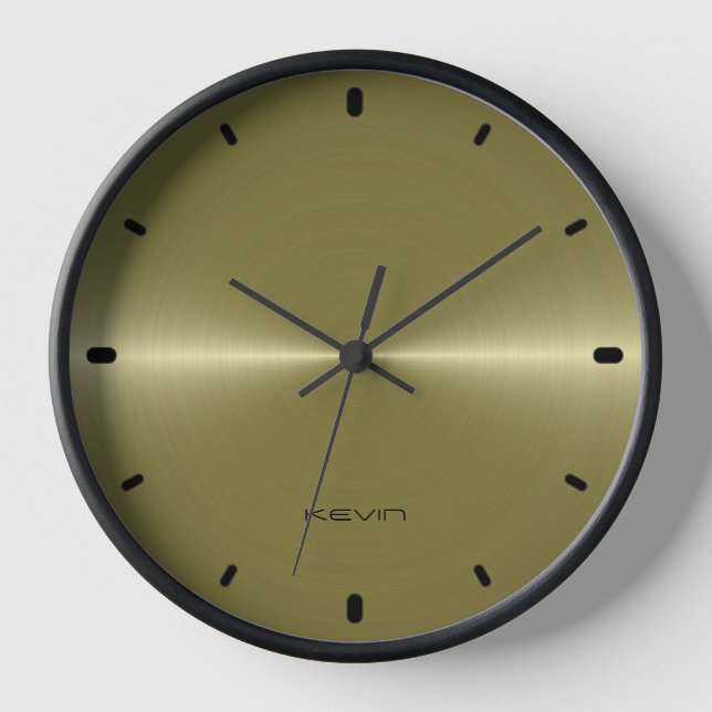 Image of Shiny Gold Metallic Texture Clock (Front)