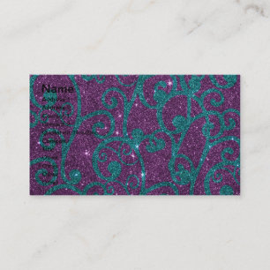 Image of swirly purple and turquoise glitter business card