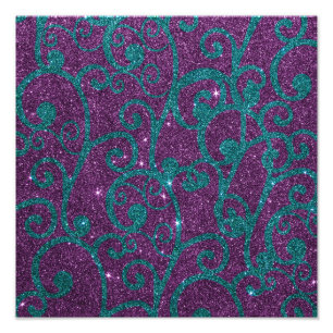 Image of swirly purple and turquoise glitter photo print