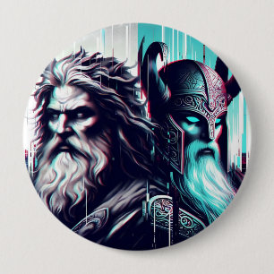 image of the gods zeus and odin togethe 10 cm round badge