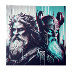 image of the gods zeus and odin togethe ceramic tile