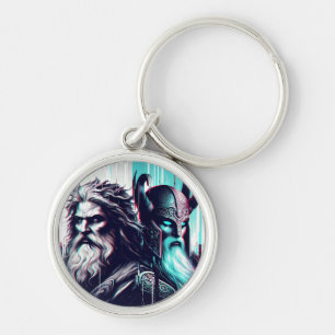 image of the gods zeus and odin togethe key ring