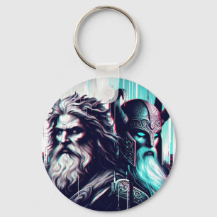 image of the gods zeus and odin togethe key ring