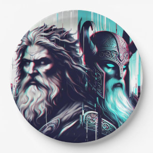 image of the gods zeus and odin togethe paper plate