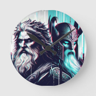  image of the gods zeus and odin togethe round clock
