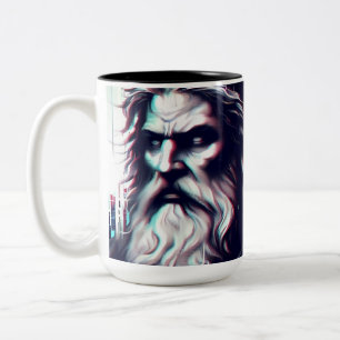 image of the gods zeus and odin together Two-Tone coffee mug
