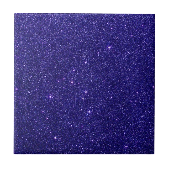 Image of trendy blue glitter ceramic tile (Front)