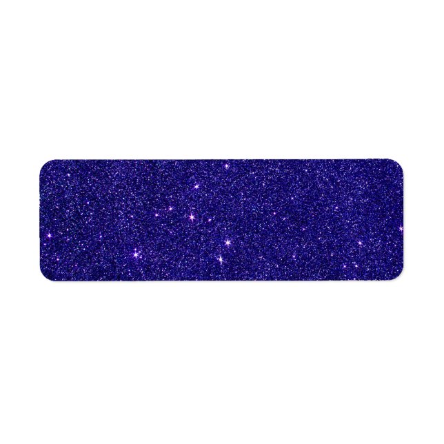 Image of trendy blue glitter return address label (Front)