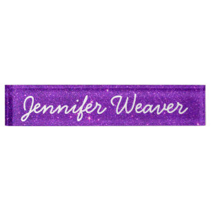Image of Trendy Deep Purple Glitter Nameplate