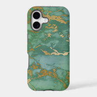 Image Of Trendy Marble Texture In Green & Gold