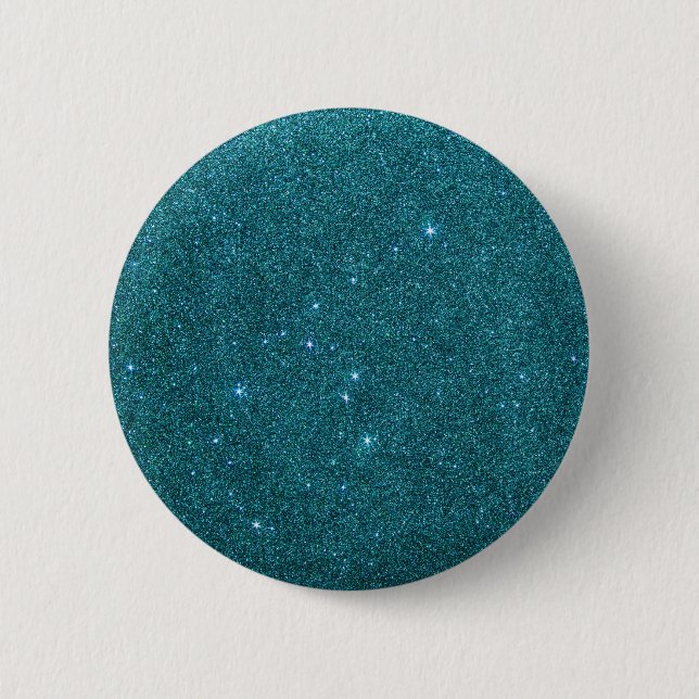 Image of trendy teal glitter 6 cm round badge (Front)