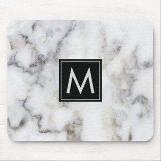 Image Of White Marble Stone Monogram Mouse Pad