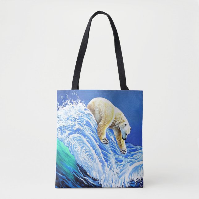 Image: Polar bear in the sea. Tote Bag (Front)