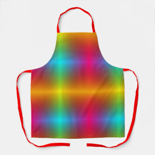 Image shows a colourful apron with a vibrant rainb