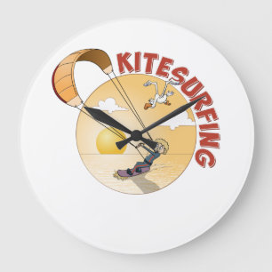 Image Surfing Kite Large Clock