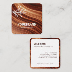 Image Template Modern Branch Mahaghoni Wood Brown Square Business Card