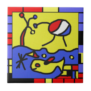 Image with fish modern art ceramic tile