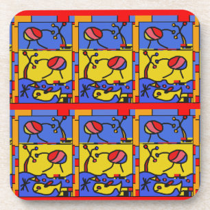Image with fish modern art coaster