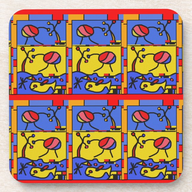 Image with fish modern art coaster (Front)