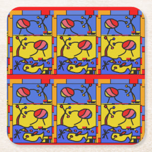 Image with fish modern art square paper coaster