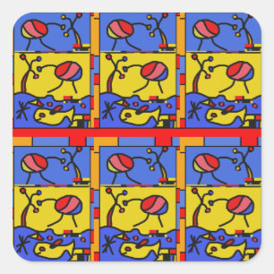 Image with fish modern art square sticker
